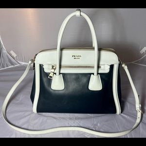 Prada Canapa Saffino Leather Large Tote with Strap